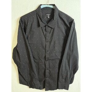 Structure Button Up Men's XXL Modern Fit Long Sleeve Black‎ Dot Pattern
